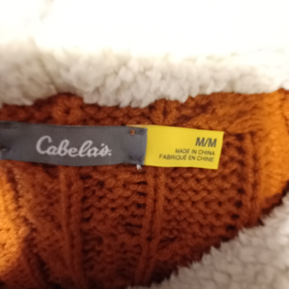 Cabelas Cable Knit Rusty Orange Toggle Button Hoo… - image 5